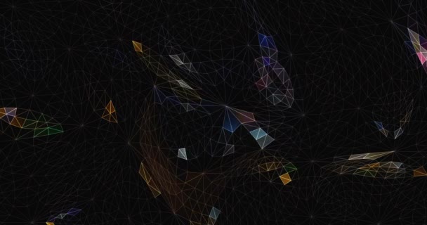Mosaico poligonal de malla. 3d iridiscente renderizar patrón aleatorio de color de triángulos geométricos y celosías — Vídeo de stock