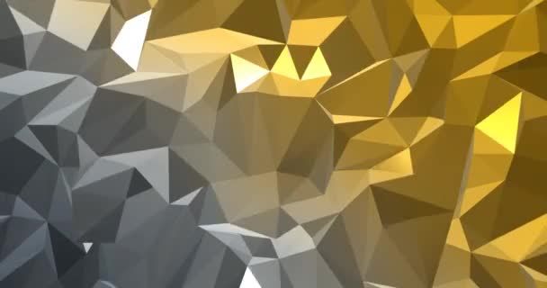 Polygonale Kristalle mit Gold- und Grauverlauf. Geometrische 3D-Polygone geben trendige gelbe und metallische Farben wieder — Stockvideo