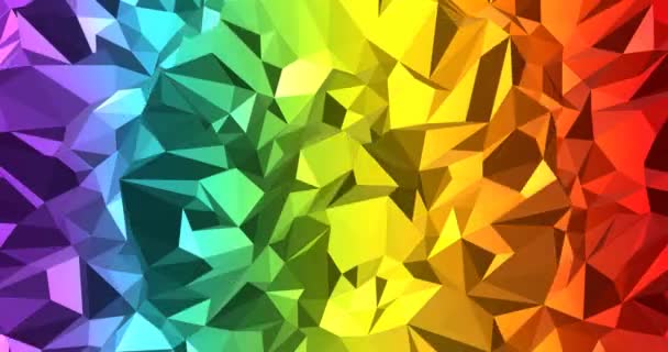 Cristalli poligonali con gradiente arcobaleno. Sunbow poligoni geometrici 3d rendono e colori iridescenti alla moda — Video Stock