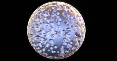 Oluklu soyut metal top. Titreşen 3D ışığı gümüş fütüristik gezegende oluşturur.