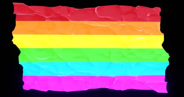 Gökkuşağı soyut lgbt bayrağı. Renkli dalgalı 3d hoşgörü ve cinsel çeşitlilik çizgileri. — Stok video