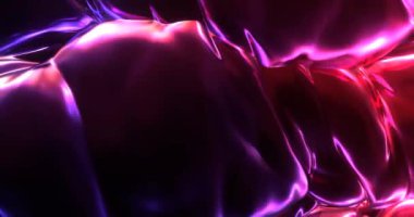 Neon renkli koyu kıvrımlı sıvı. Dalga akışları mor gradyan ile 3D render
