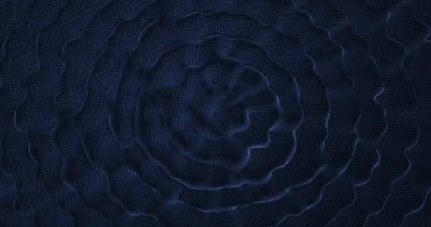 Mesh waves diverging in dark circle. Splash from 3d render of dropped object into water — Stock Video