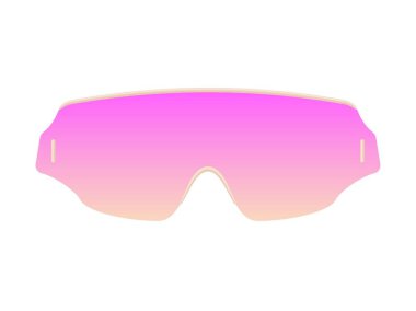 Nöron fütüristik gözlük kalıbı. Moda altın çerçeve sentetik dalga dijital stili şık vektör optikleri ile siber punk pembe gradyanı.