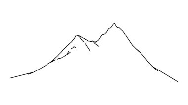Ana hatlarıyla dik dağ aralığı çizimi. Everest Black Panorama taslağı. Açık havada kayalık uçurumlar vektör karla kaplı..