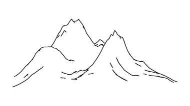 Erişilemez Cordillera Dağları 'nın taslağı. Kara tepeleri, kayalık karla kaplı tepeleri, derin yamaçları çiz..
