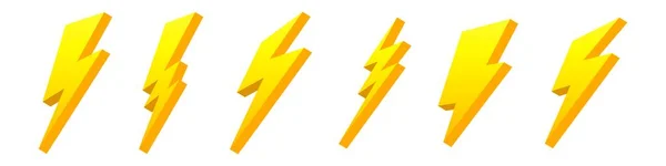 Blitzzeichen Gelbe Elektrische Blitze Mit Geometrischen Kurven Hochspannungsgefahr Und Starke — Stockvektor