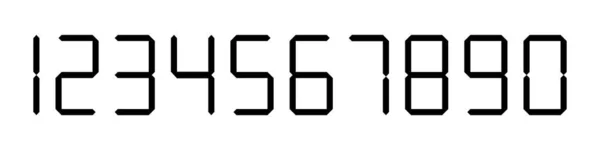 Números pretos para relógio eletrônico e modelo de tempo. Conjunto para calculadora digital — Vetor de Stock