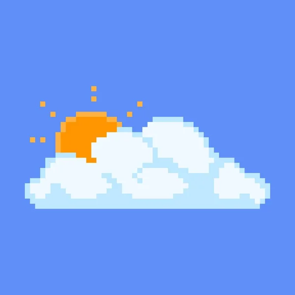 Громовое Пиксельное Облако Восходящим Солнцем Выходящие Большие Скопления Оранжевый Светильник — стоковый вектор
