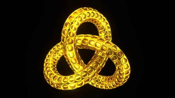 Goldenes Dreieck. Mystische keltische 3D-Darstellung von Dreiklang und Thor-Symbol — Stockfoto