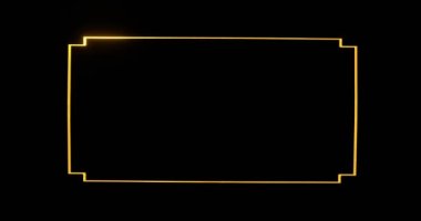 Altın çerçeve şablonunu aç. Sarı dikdörtgen dizaynının zarif 3 boyutlu çizimi