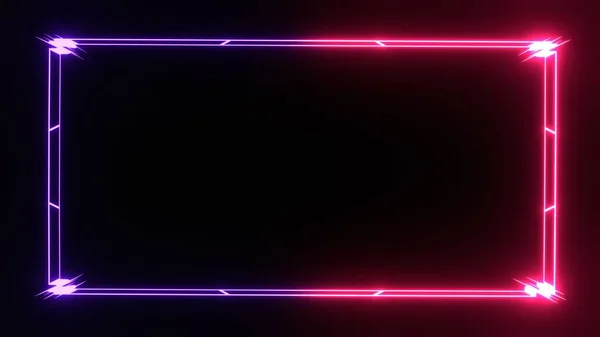 Neon Cyber Frame Energy Beams Template Laser Dark Render Flare — Stock Photo, Image