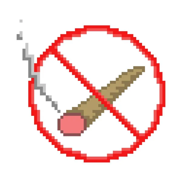Não Sinal Pixel Fumador Cruzou Fumaça Conjunta Círculo Pixelado Vermelho —  Vetores de Stock