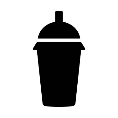 Saman ve kapak ikonlu bardak içmek. Sıcak çay, kahve ve soğuk soda için konteynır klasik ve uygun bir tasarım.