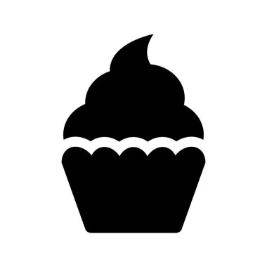 Kremalı kek ikonu. Kutlama kartı tasarımı için çikolata kremalı süslemeli tatlı pasta.