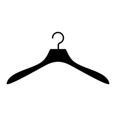 Günlük elbise askısı silueti. İndirimli ev ve iş yerleri için giysi asmak ve depolamak için tek plastik ve ahşap cihaz