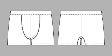 Geniş bacaklı adam, boksör öndeki ve arkadaki görüntüler. Rahat tasarım ile günlük aşınma ve egzersiz için şık desenler