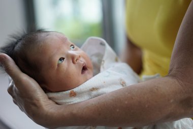 nazik bir şekilde düzenlenen Asya Çinli bebek