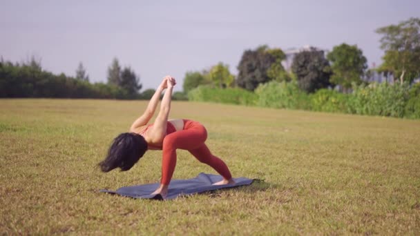 Singola Asiatico Donna Signora Fare Yoga Rallentatore 20S 30S 40S — Video Stock