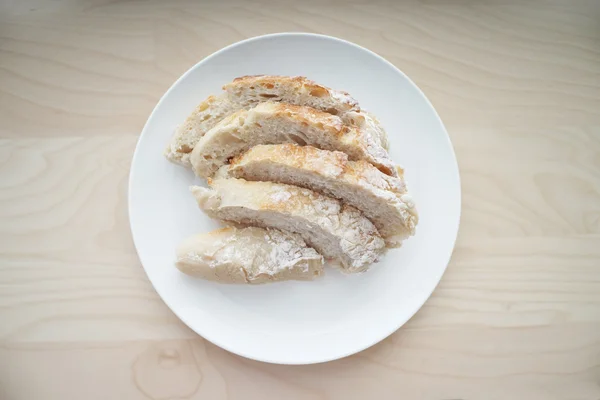 Bread served on white table — Stock Photo, Image