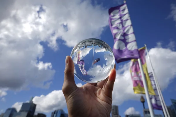 Crystall ball view of Darling Harbour — Stock Photo, Image