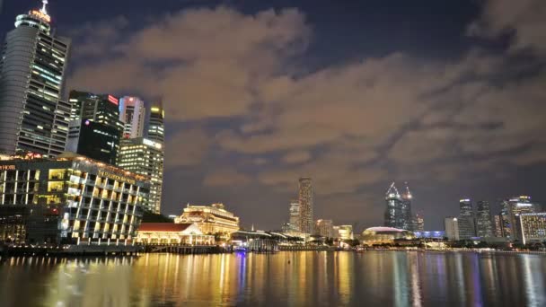 01 Dez 2014, Cingapura, Singapura: Cena noturna atualizada de Cingapura Paisagem financeira — Vídeo de Stock