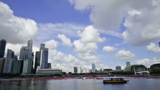 01 Dec 2014, Singapore, Singapore: bijgewerkte panoramisch time-lapse van Singapore River, Singapore — Stockvideo
