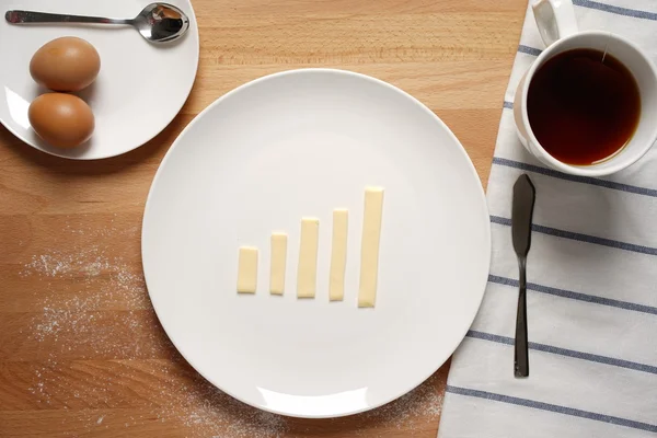 Infographics on the breakfast table — Stock Photo, Image