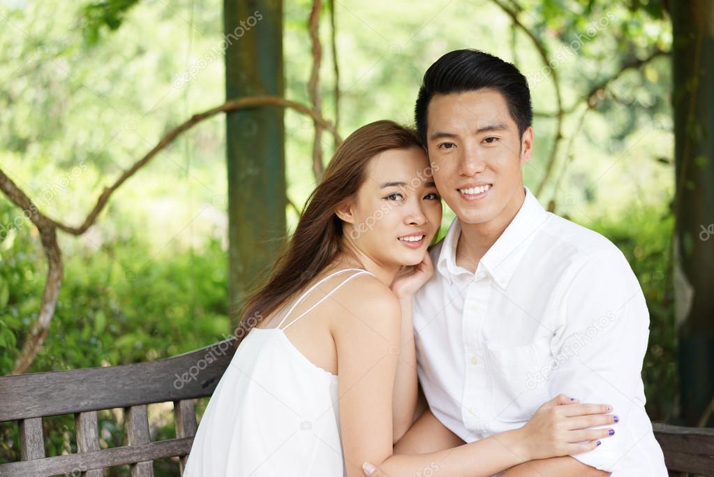 Couple asian outdoor watching