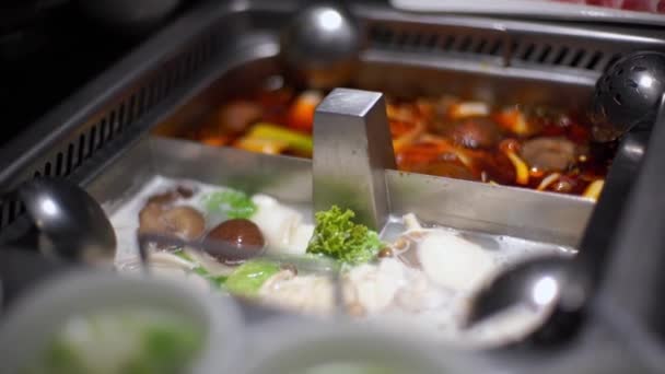 Asian steamboat buffet close up — Stock Video