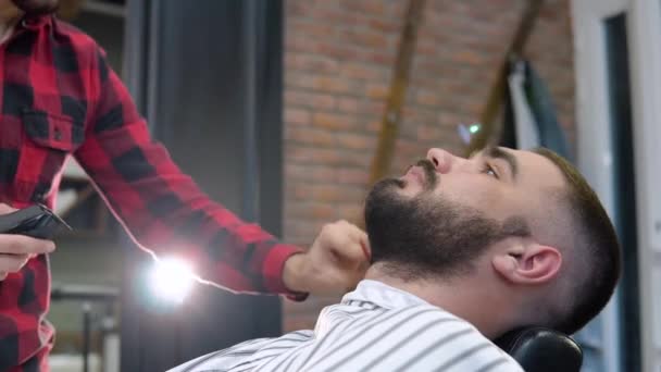 Barbearia dos homens. Serviços de beleza da mais alta qualidade. Corte de barba — Vídeo de Stock