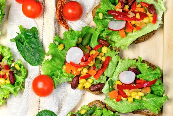 Vegetarian sandwich, eating healthy food — Stock Photo, Image