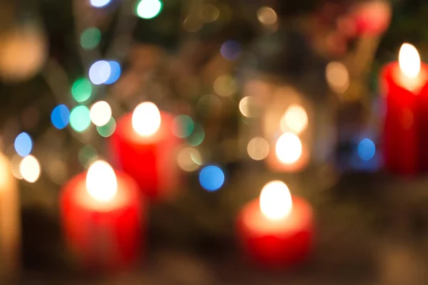 Defocus Christmas Candle Blurred Light Christmas Night Bokeh Light — Stock Photo, Image