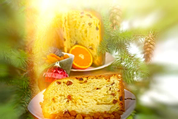 Italian panettone - Christmas cake — Stock Photo, Image