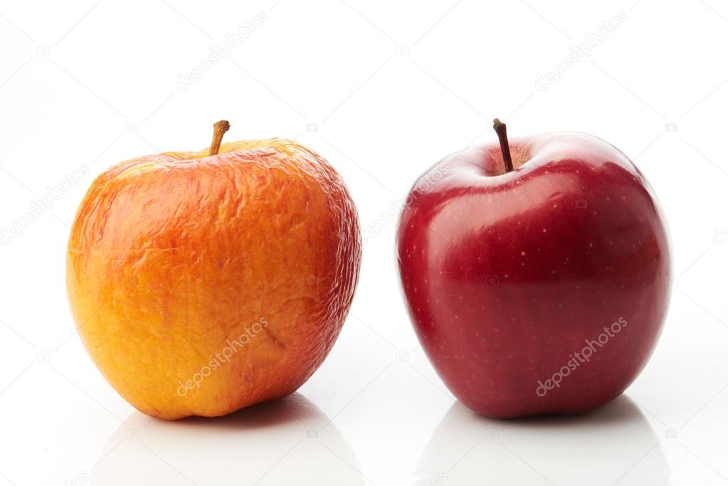 Young red and old yellow apples