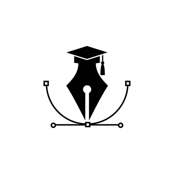 Creative Pen Tool Graduation Black Icon — Stockový vektor