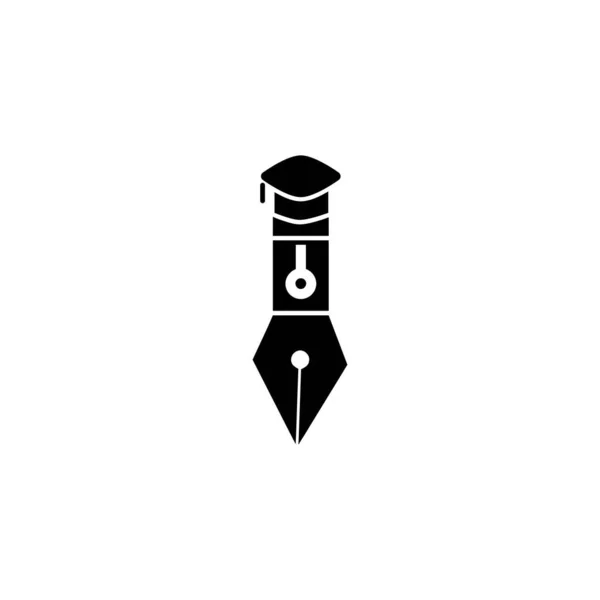 Creative Graduation Pen Cap Black Icon — Stock Vector