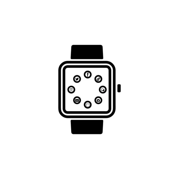 Relógio Android Inteligente Relógio Mão Ícone Preto — Vetor de Stock
