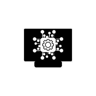 Çip teknolojisi siyah simge vektörü