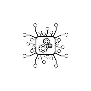 Çip teknolojisi siyah simge vektörü