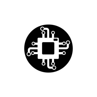 Çip teknolojisi siyah simge vektörü