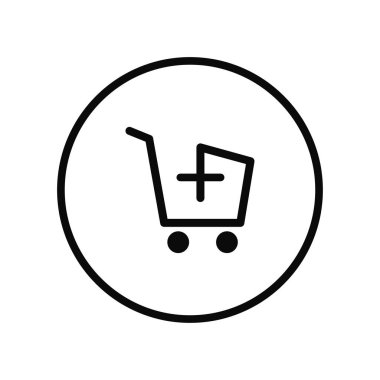 Sepet simgesi, siyah renk, siyah simge, araba indirme, yük arabası eklemesi, daire içinde yaratıcı araba simgesi