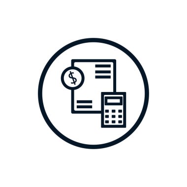 yaratıcı siyah renk muhasebe simgesi daire içinde