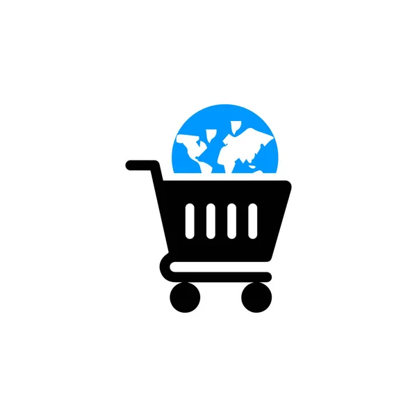 Global Cart Shopping Commerce Basket Icon — стоковый вектор