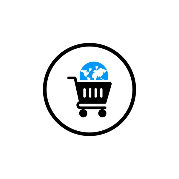 Global Warenkorb Einkaufen Commerce Warenkorb Symbol — Stockvektor