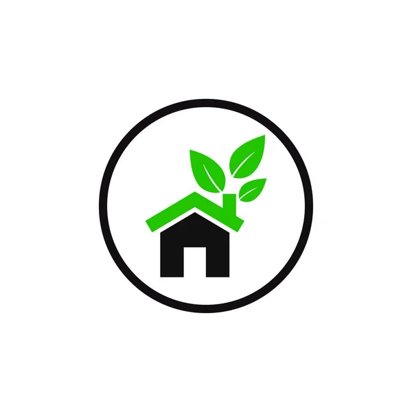 Green Eco Home Logo Icon Vector — Stock Vector