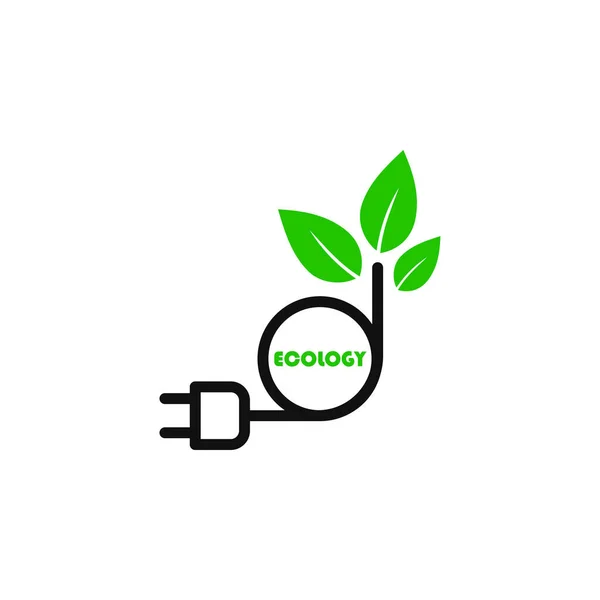 Green Eco Technology Electric Icon Vector — Stock Vector