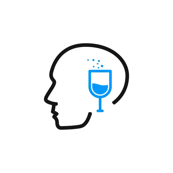 Beer Glass Drinking Bar Thinking Icon Human Physiology Icon — Stock Vector