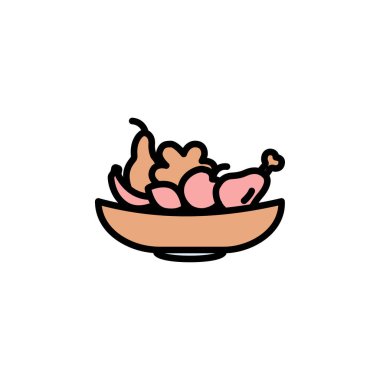 Sebze ve tavuk kasesi ikonu vektörü