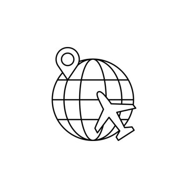 Dünya uçak seyahat simgesi vektörü